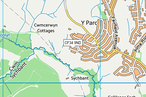 CF34 9ND map - OS VectorMap District (Ordnance Survey)