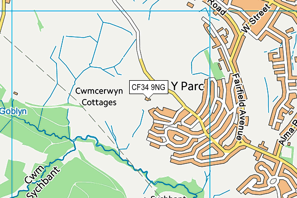 CF34 9NG map - OS VectorMap District (Ordnance Survey)