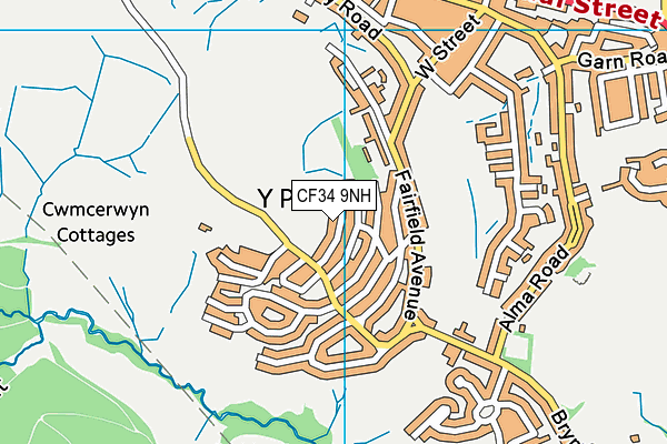 CF34 9NH map - OS VectorMap District (Ordnance Survey)