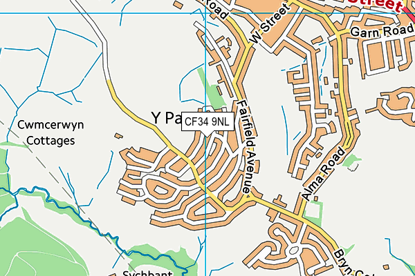 CF34 9NL map - OS VectorMap District (Ordnance Survey)