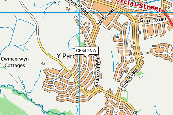 CF34 9NW map - OS VectorMap District (Ordnance Survey)