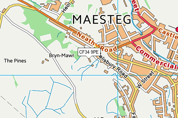 CF34 9PE map - OS VectorMap District (Ordnance Survey)