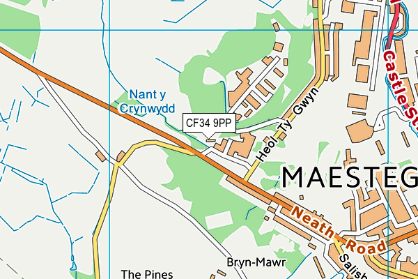 CF34 9PP map - OS VectorMap District (Ordnance Survey)