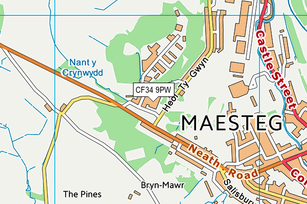 CF34 9PW map - OS VectorMap District (Ordnance Survey)