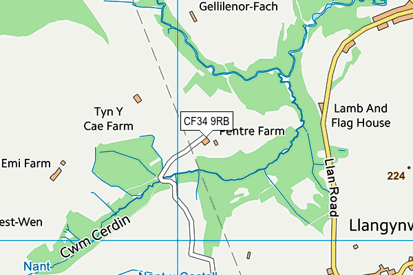 CF34 9RB map - OS VectorMap District (Ordnance Survey)