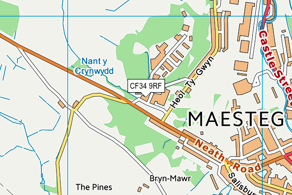 CF34 9RF map - OS VectorMap District (Ordnance Survey)