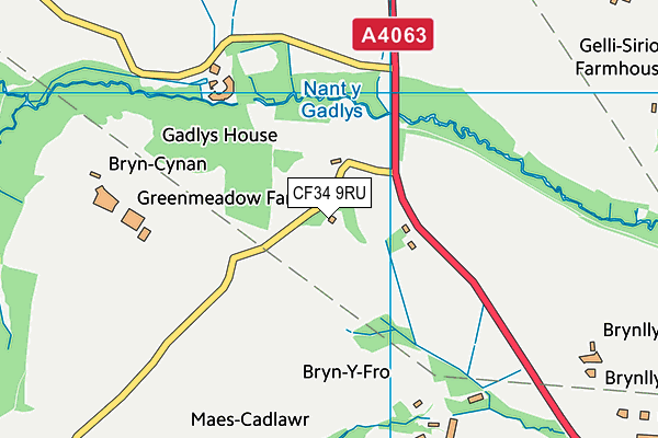 CF34 9RU map - OS VectorMap District (Ordnance Survey)