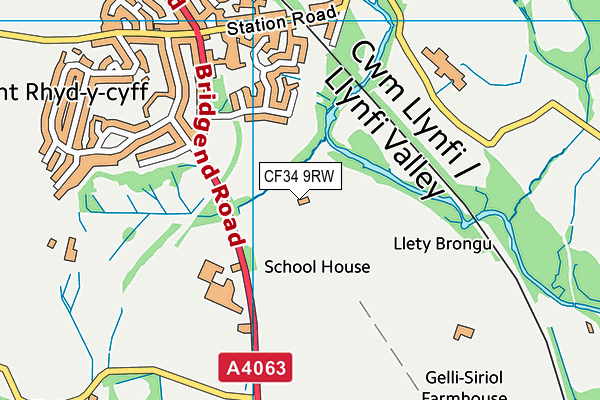 Ysgol Gyfun Gymraeg Llangynwyd map (CF34 9RW) - OS VectorMap District (Ordnance Survey)