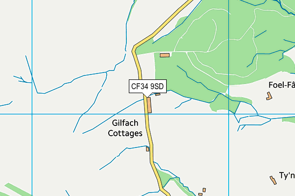 CF34 9SD map - OS VectorMap District (Ordnance Survey)