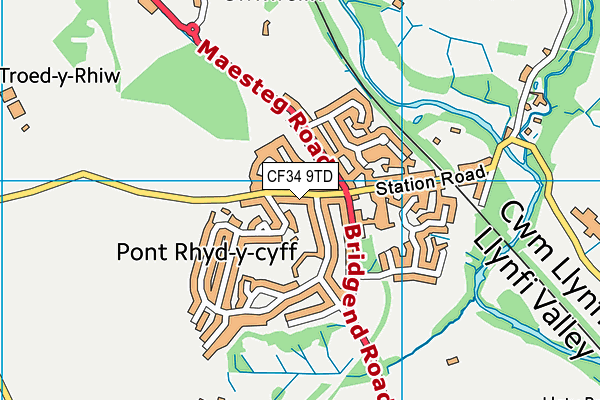 CF34 9TD map - OS VectorMap District (Ordnance Survey)