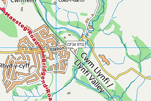 CF34 9TG map - OS VectorMap District (Ordnance Survey)