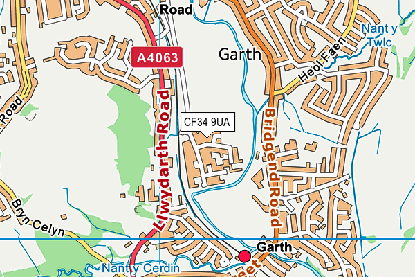 CF34 9UA map - OS VectorMap District (Ordnance Survey)