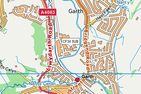 CF34 9UB map - OS VectorMap District (Ordnance Survey)