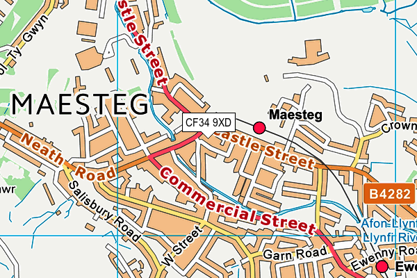 CF34 9XD map - OS VectorMap District (Ordnance Survey)