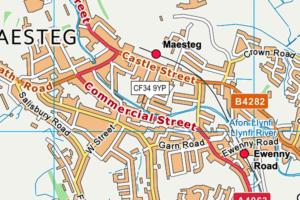 CF34 9YP map - OS VectorMap District (Ordnance Survey)