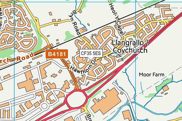 CF35 5ES map - OS VectorMap District (Ordnance Survey)