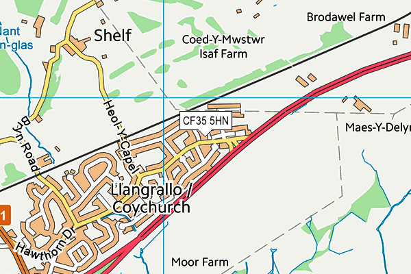 Coychurch (Llangrallo) Primary School map (CF35 5HN) - OS VectorMap District (Ordnance Survey)