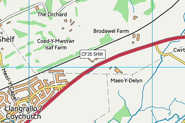 CF35 5HW map - OS VectorMap District (Ordnance Survey)