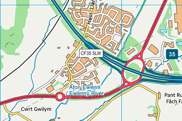 CF35 5LW map - OS VectorMap District (Ordnance Survey)