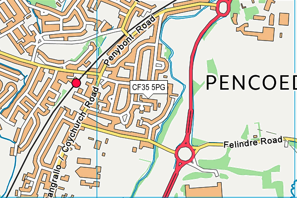 CF35 5PG map - OS VectorMap District (Ordnance Survey)