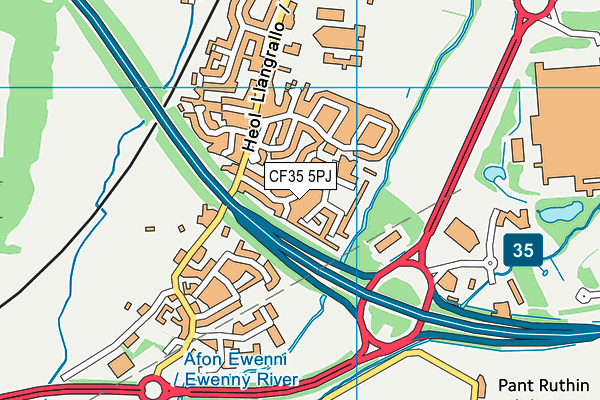 CF35 5PJ map - OS VectorMap District (Ordnance Survey)