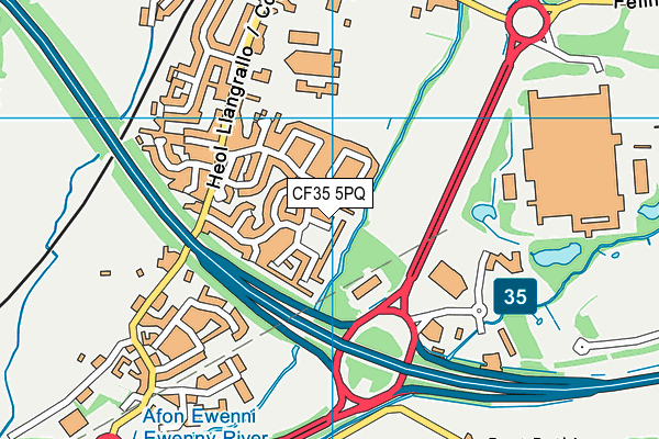 CF35 5PQ map - OS VectorMap District (Ordnance Survey)