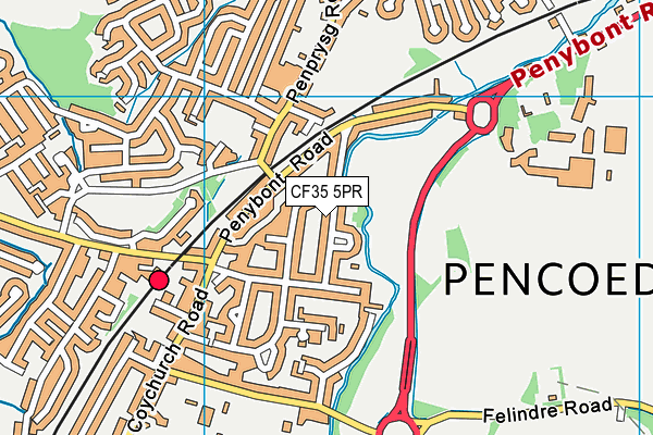 CF35 5PR map - OS VectorMap District (Ordnance Survey)