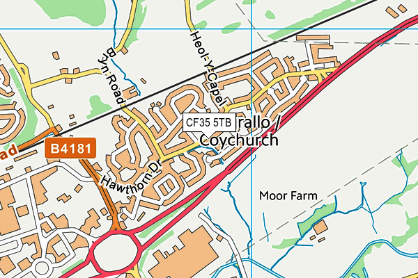 CF35 5TB map - OS VectorMap District (Ordnance Survey)