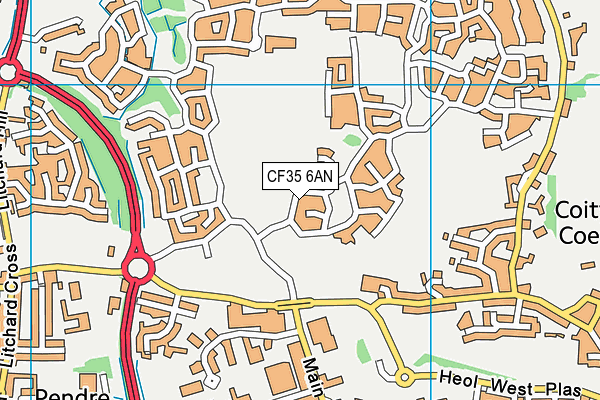 CF35 6AN map - OS VectorMap District (Ordnance Survey)