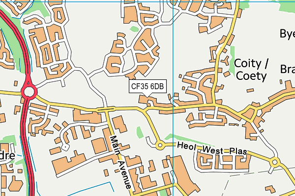 CF35 6DB map - OS VectorMap District (Ordnance Survey)