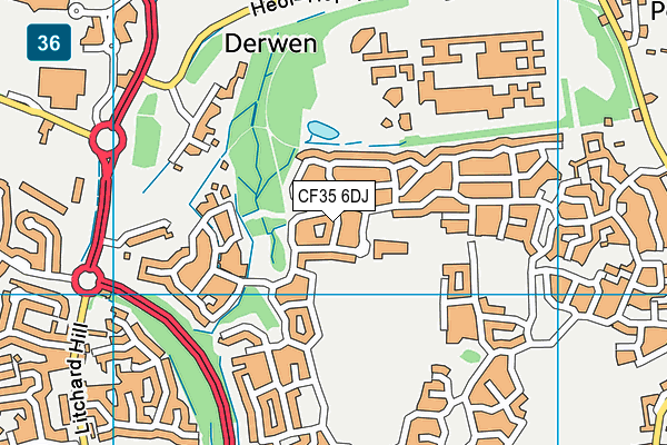 CF35 6DJ map - OS VectorMap District (Ordnance Survey)