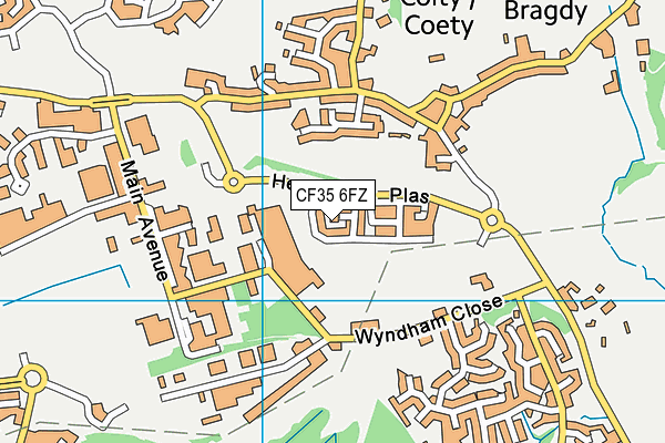 CF35 6FZ map - OS VectorMap District (Ordnance Survey)