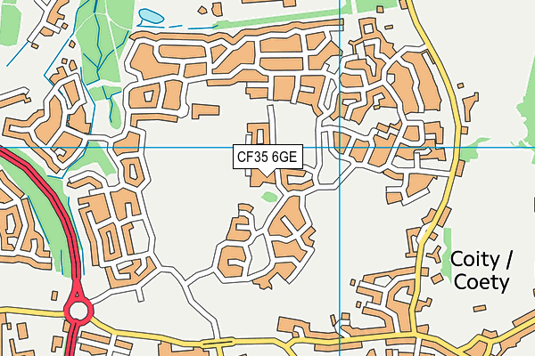 CF35 6GE map - OS VectorMap District (Ordnance Survey)