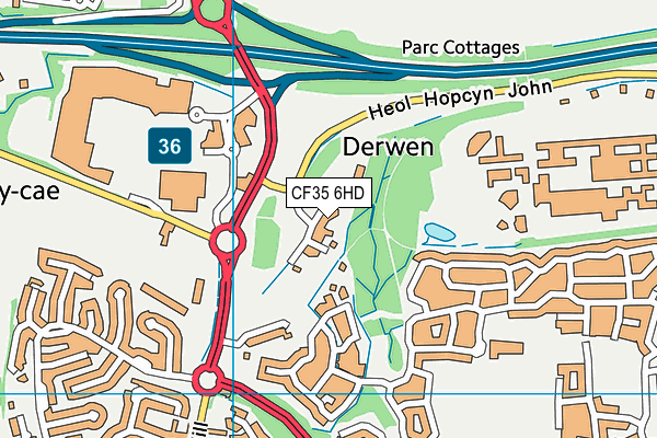 CF35 6HD map - OS VectorMap District (Ordnance Survey)