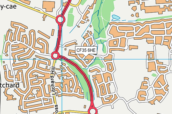 CF35 6HE map - OS VectorMap District (Ordnance Survey)