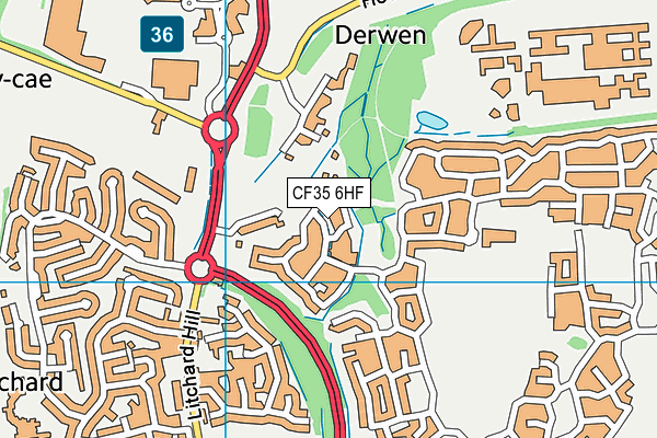 CF35 6HF map - OS VectorMap District (Ordnance Survey)