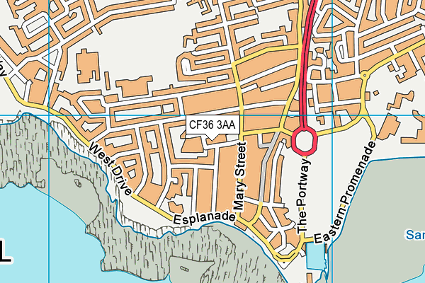 CF36 3AA map - OS VectorMap District (Ordnance Survey)