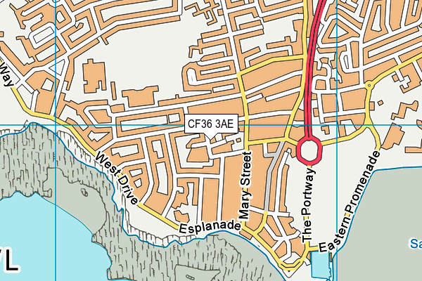 CF36 3AE map - OS VectorMap District (Ordnance Survey)