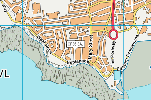 CF36 3AJ map - OS VectorMap District (Ordnance Survey)