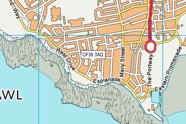 CF36 3AQ map - OS VectorMap District (Ordnance Survey)