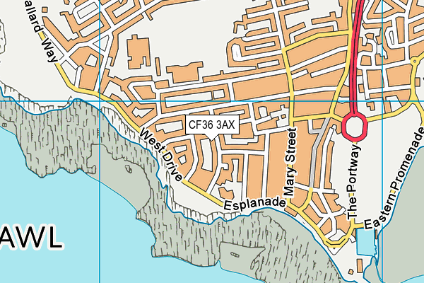 CF36 3AX map - OS VectorMap District (Ordnance Survey)