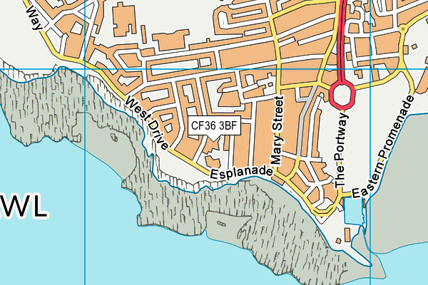 CF36 3BF map - OS VectorMap District (Ordnance Survey)