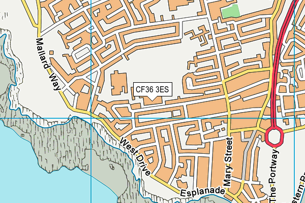 Porthcawl Comprehensive School map (CF36 3ES) - OS VectorMap District (Ordnance Survey)