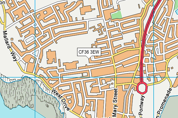 CF36 3EW map - OS VectorMap District (Ordnance Survey)