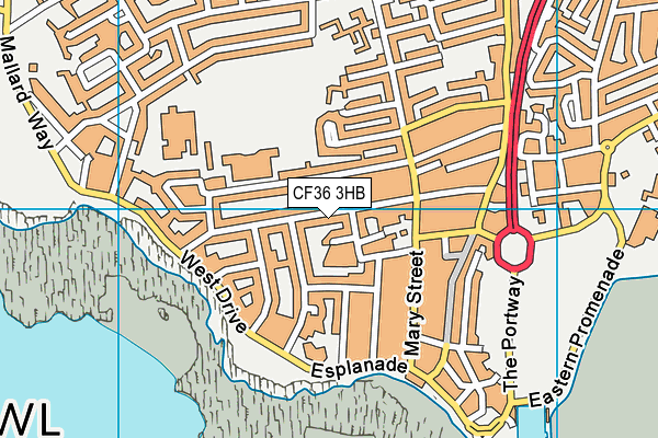 CF36 3HB map - OS VectorMap District (Ordnance Survey)