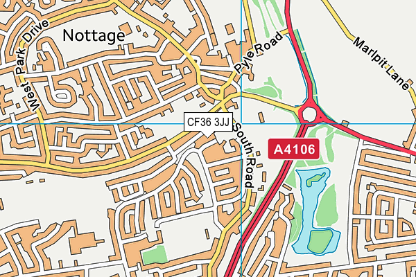 CF36 3JJ map - OS VectorMap District (Ordnance Survey)