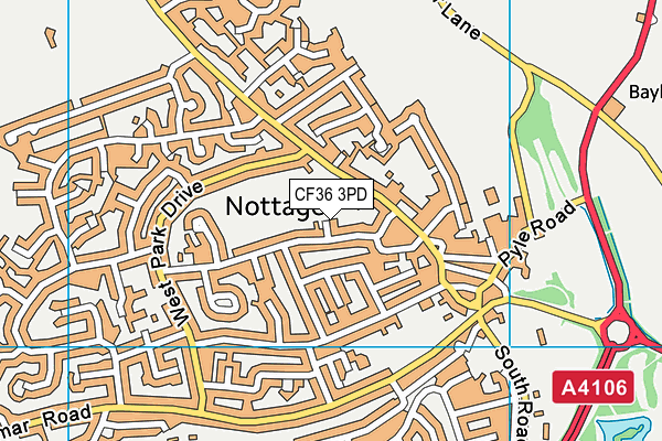 CF36 3PD map - OS VectorMap District (Ordnance Survey)