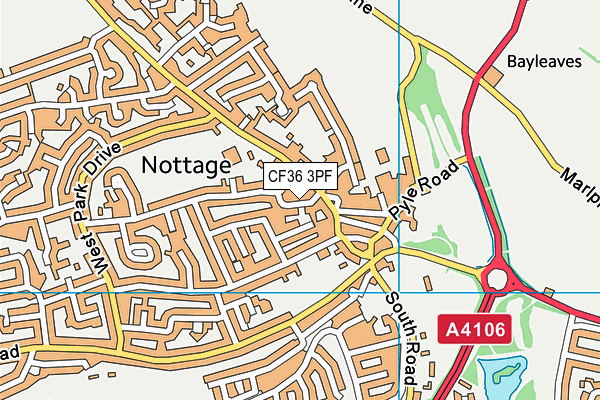 CF36 3PF map - OS VectorMap District (Ordnance Survey)