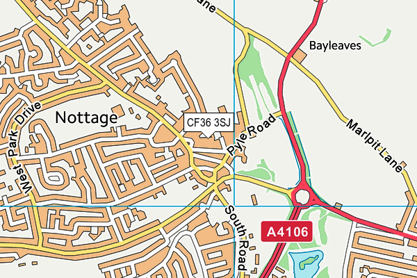 CF36 3SJ map - OS VectorMap District (Ordnance Survey)