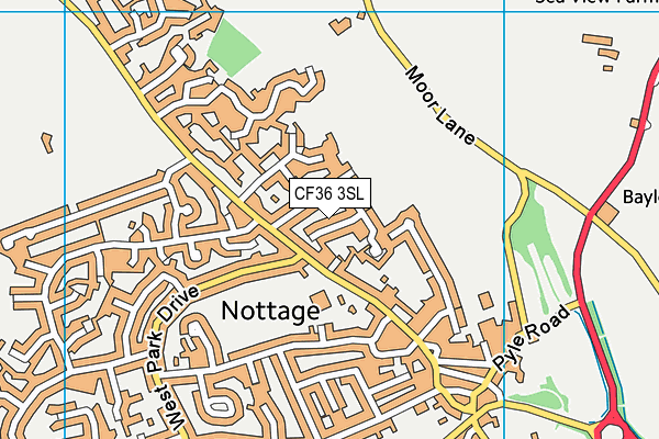 CF36 3SL map - OS VectorMap District (Ordnance Survey)